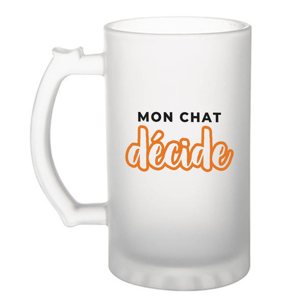 Verre à Bière Mon Chat Decide - Beer Glass - Idée Chope de Bière Cadeau Anniversaire Fête Original Famille Travail Départ Collègue Retraite Noël. - Noir&Orange - 2