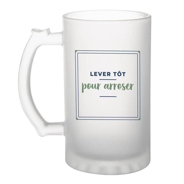 Verre à Bière Lever Tot pour Arroser - Beer Glass - Idée Chope de Bière Cadeau Anniversaire Fête Original Famille Travail Départ Collègue Retraite Noël. - Bleu&Vert - 3
