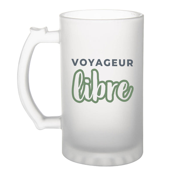 Verre à Bière Voyageur Libre - Beer Glass - Idée Chope de Bière Cadeau Anniversaire Fête Original Famille Travail Départ Collègue Retraite Noël. - Gris&Vert - 2