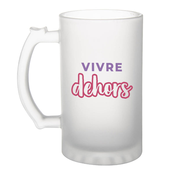 Verre à Bière Vivre Dehors - Beer Glass - Idée Chope de Bière Cadeau Anniversaire Fête Original Famille Travail Départ Collègue Retraite Noël. - Violet&Rose - 2