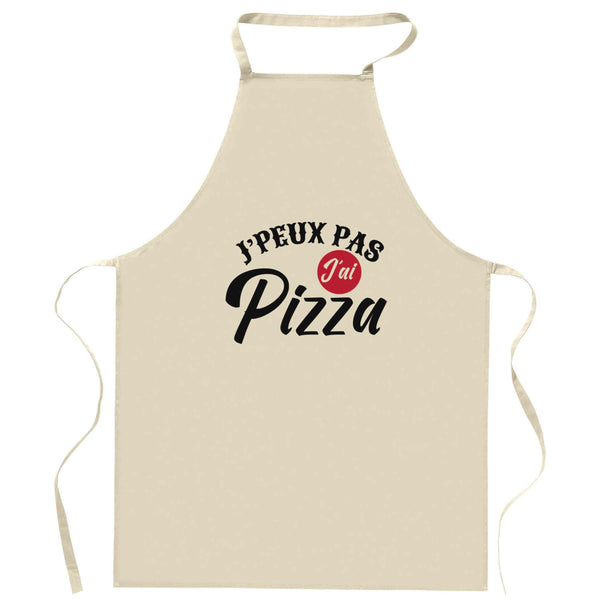 Tablier J’peux pas j’ai pizza | Apron | Idée Tablier Personnalisable Cadeau Anniversaire Cuisine Jardinage Fête Original Famille Travail Départ Collègue Retraite