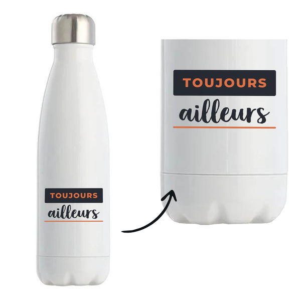 Bouteille Isotherme Toujours Ailleurs - Bottle - Idée Bouteille Isotherme Cadeau Anniversaire Fête Original Famille Travail Départ Collègue Retraite Noël. - Bleu&Terracotta - 4