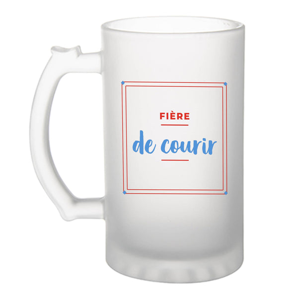 Verre à Bière Fiere de Courir - Beer Glass - Idée Chope de Bière Cadeau Anniversaire Fête Original Famille Travail Départ Collègue Retraite Noël. - Rouge&Bleu - 3