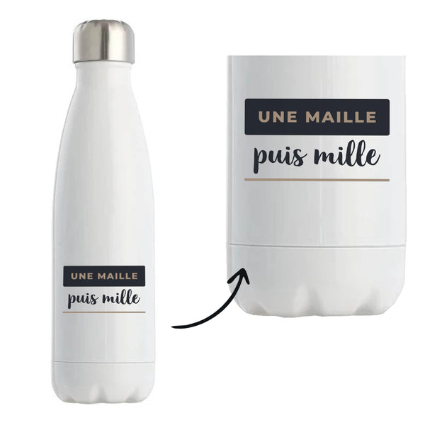 Bouteille Isotherme Une Maille Puis Mille - Bottle - Idée Bouteille Isotherme Cadeau Anniversaire Fête Original Famille Travail Départ Collègue Retraite Noël. - Bleu&Marron - 4