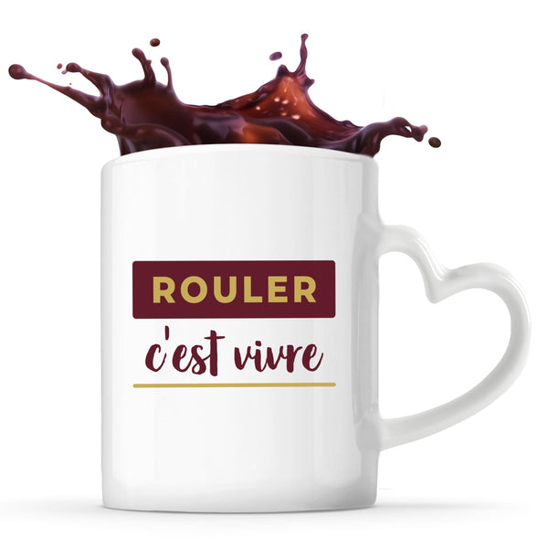 Tasse Cœur Rouler Cest Vivre - Mug - Idée Tasse Personnalisable en forme de Cœur Cadeau Anniversaire Fête Original Famille Travail Départ Collègue Retraite Noël. - Bordeaux&Doré - 4