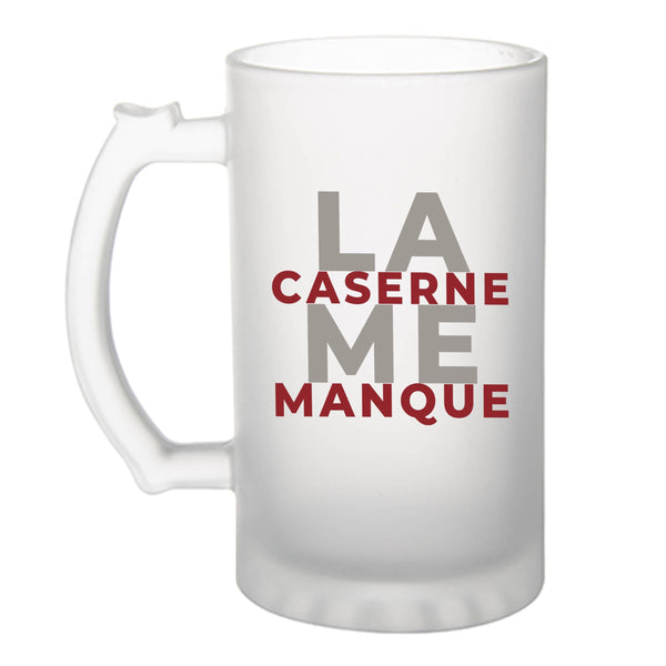 Verre à Bière La Caserne Me Manque - Beer Glass - Idée Chope de Bière Cadeau Anniversaire Fête Original Famille Travail Départ Collègue Retraite Noël. - Gris&Bordeaux - 1