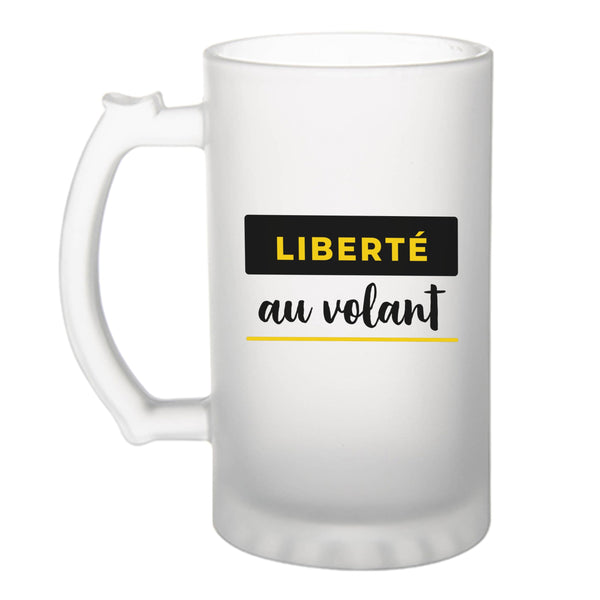 Verre à Bière Liberte au Volant - Beer Glass - Idée Chope de Bière Cadeau Anniversaire Fête Original Famille Travail Départ Collègue Retraite Noël. - Noir&Jaune - 4
