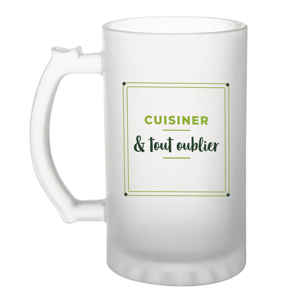 Verre à Bière Cuisiner Tout Oublier - Beer Glass - Idée Chope de Bière Cadeau Anniversaire Fête Original Famille Travail Départ Collègue Retraite Noël. - Vert - 3