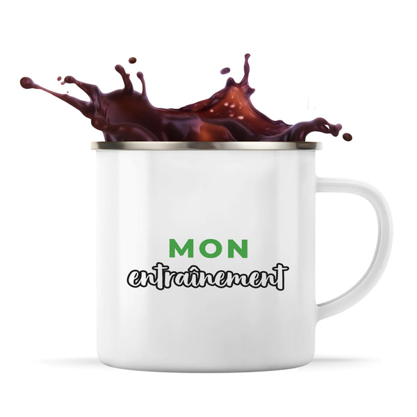 Tasse Métal Mon Entrainement - Mug - Idée Tasse Personnalisable en Métal Cadeau Anniversaire Fête Original Famille Travail Départ Collègue Retraite Noël. - Vert&Noir - 2