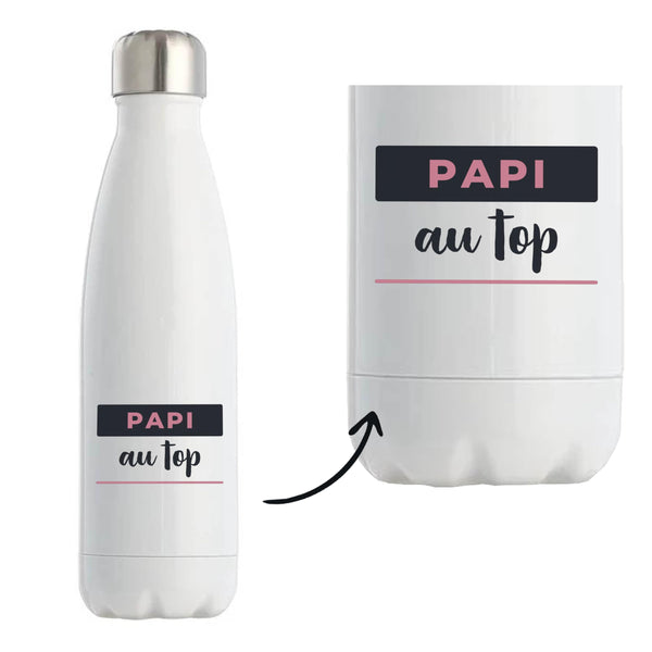 Bouteille Isotherme Papi au Top - Bottle - Idée Bouteille Isotherme Cadeau Anniversaire Fête Original Famille Travail Départ Collègue Retraite Noël. - Bleu&Rose - 4