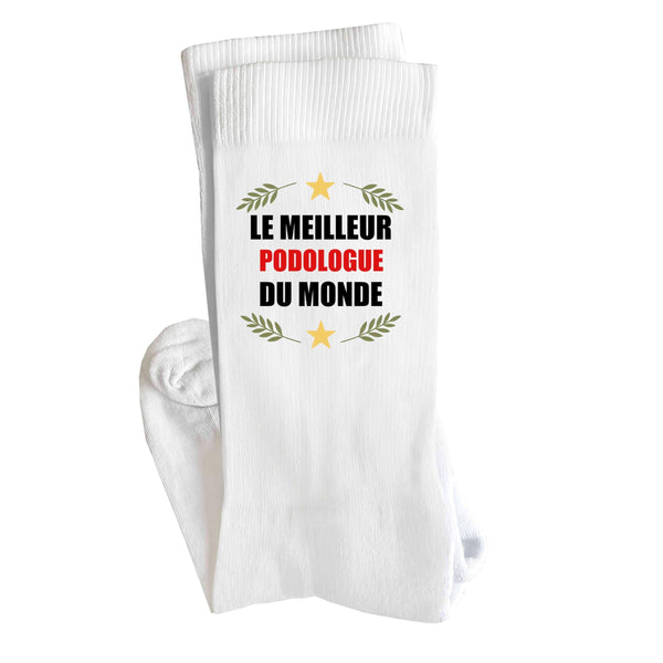 Chaussettes Meilleur Podologue du Monde Socks - Taille 41-45 - Idée Chaussettes Personnalisées Cadeau Fête Original Famille Travail Départ Collègue Retraite Noël.