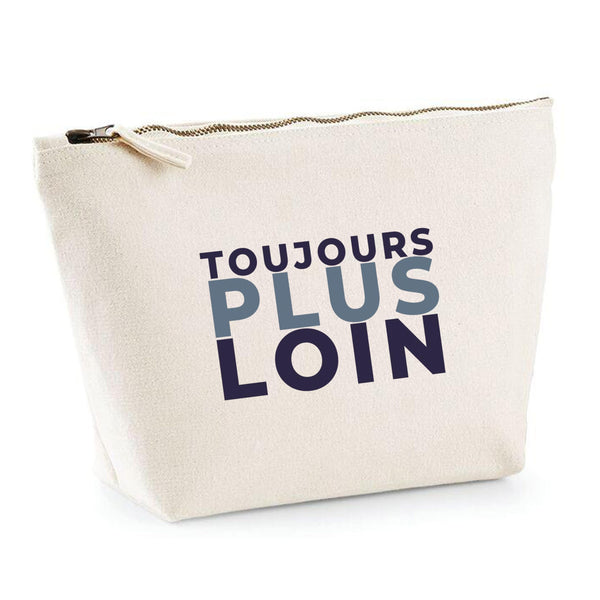 Trousse Toujours Plus Loin - Pouch Case - Idée Trousse Rangement Cadeau Anniversaire Fête Original Famille Travail Départ Collègue Retraite Noël. - Bleu&Gris - 1