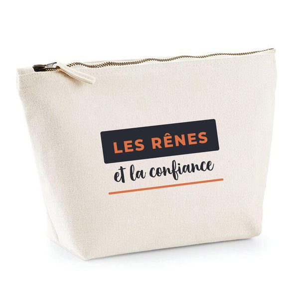 Trousse Les Renes et la Confiance - Pouch Case - Idée Trousse Rangement Cadeau Anniversaire Fête Original Famille Travail Départ Collègue Retraite Noël. - Bleu&Terracotta - 4