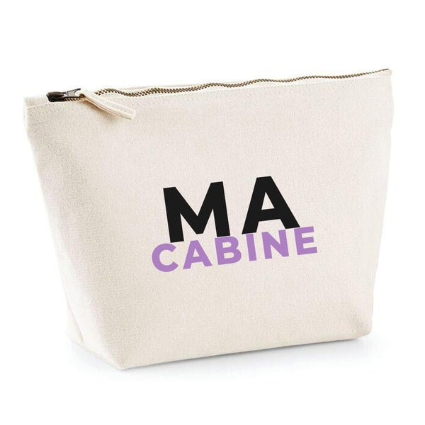 Trousse Ma Cabine - Pouch Case - Idée Trousse Rangement Cadeau Anniversaire Fête Original Famille Travail Départ Collègue Retraite Noël. - Noir&Violet - 1