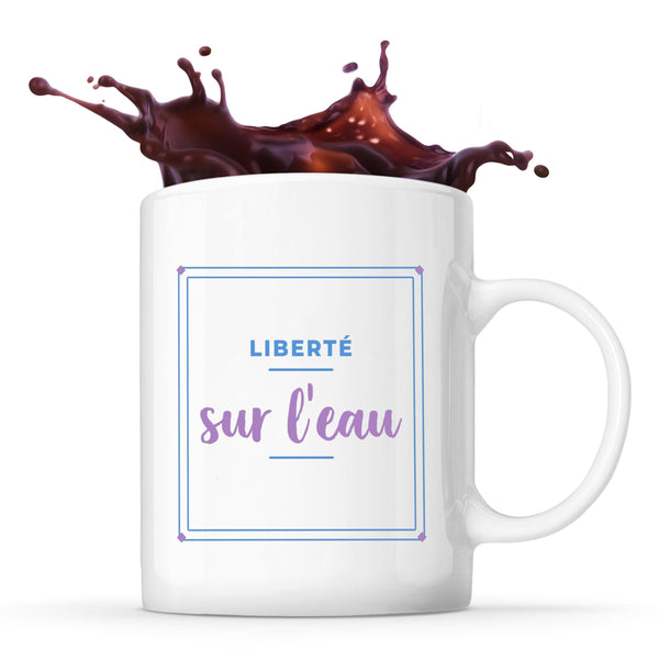 Tasse Liberte Sur Leau - Mug - Idée Tasse Personnalisable Cadeau Anniversaire Fête Original Famille Travail Départ Collègue Retraite Noël. - Bleu&Violet - 3