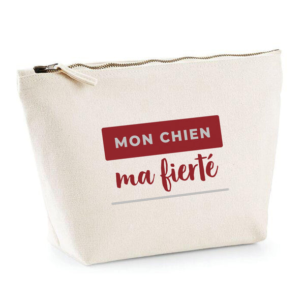 Trousse Mon Chien ma Fierte - Pouch Case - Idée Trousse Rangement Cadeau Anniversaire Fête Original Famille Travail Départ Collègue Retraite Noël. - Bordeaux&Gris - 4