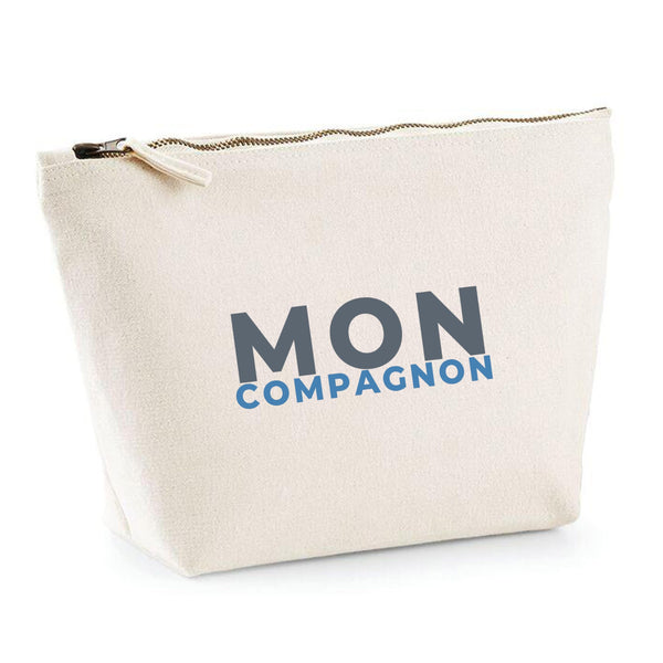 Trousse Mon Compagnon - Pouch Case - Idée Trousse Rangement Cadeau Anniversaire Fête Original Famille Travail Départ Collègue Retraite Noël. - Gris&Bleu - 1