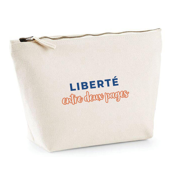 Trousse Liberte Entre Deux Pages - Pouch Case - Idée Trousse Rangement Cadeau Anniversaire Fête Original Famille Travail Départ Collègue Retraite Noël. - Terracotta&Bleu - 2