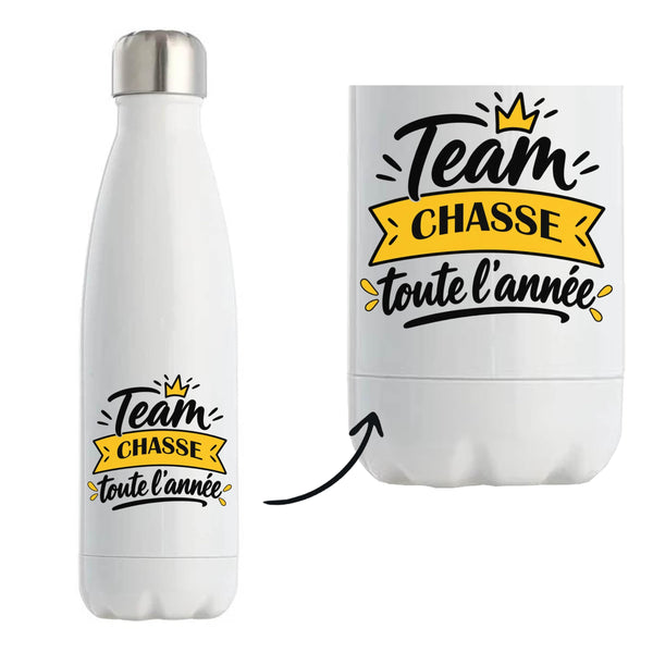 Bouteille Isotherme Team Chasse Toute l'Année - Bottle - Idée Bouteille Isotherme Cadeau Anniversaire Fête Original Famille Travail Départ Collègue Retraite Noël.