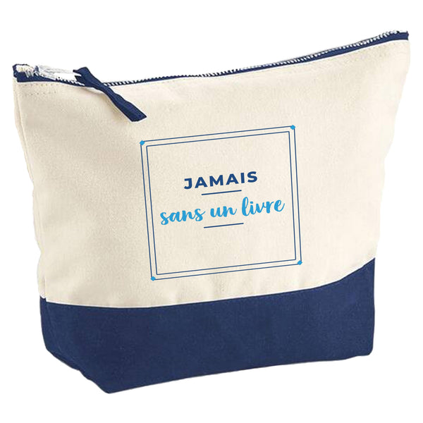 Pochette Jamais sans Un Livre - Pouch - Idée Pochette Rangement Cadeau Anniversaire Fête Original Famille Travail Départ Collègue Retraite Noël. - Bleu&Turquoise - 3