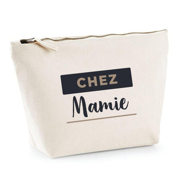 Trousse chez Mamie - Pouch Case - Idée Trousse Rangement Cadeau Anniversaire Fête Original Famille Travail Départ Collègue Retraite Noël. - Bleu&Marron - 4