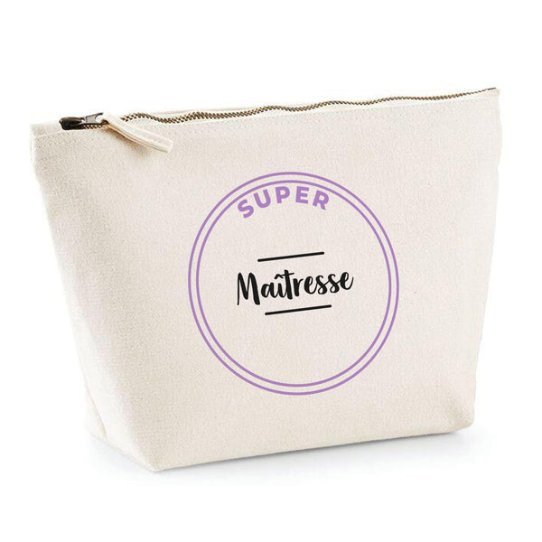 Trousse Super Maitresse - Pouch Case - Idée Trousse Rangement Cadeau Anniversaire Fête Original Famille Travail Départ Collègue Retraite Noël. - Violet&Noir - 5
