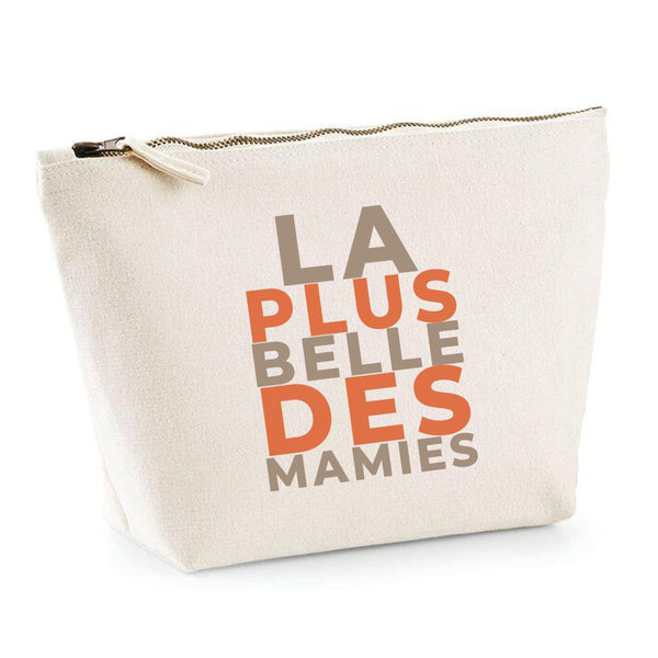 Trousse La Plus Belle des Mamies - Pouch Case - Idée Trousse Rangement Cadeau Anniversaire Fête Original Famille Travail Départ Collègue Retraite Noël. - Marron&Terracotta - 1