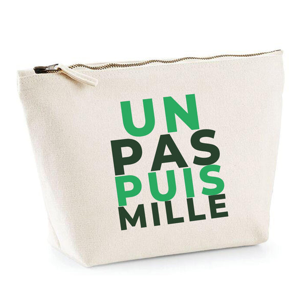 Trousse Un Pas Puis Mille - Pouch Case - Idée Trousse Rangement Cadeau Anniversaire Fête Original Famille Travail Départ Collègue Retraite Noël. - Vert - 1