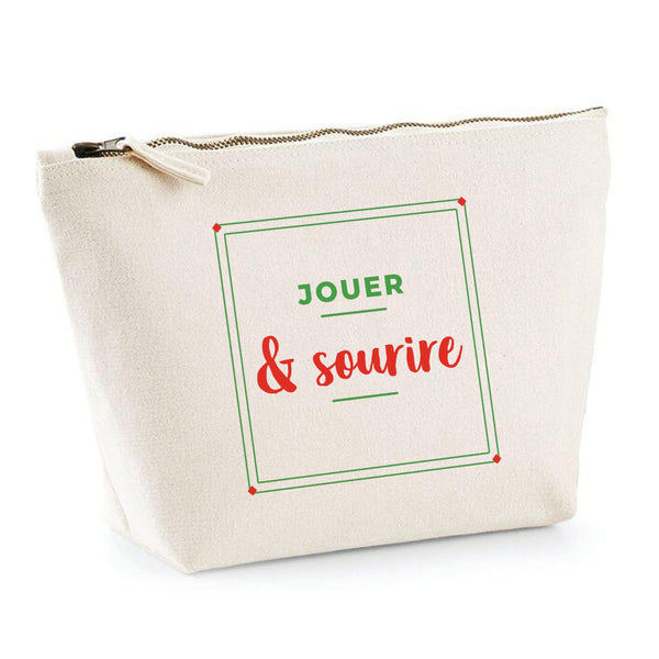 Trousse Jouer Sourire - Pouch Case - Idée Trousse Rangement Cadeau Anniversaire Fête Original Famille Travail Départ Collègue Retraite Noël. - Vert&Rouge - 3