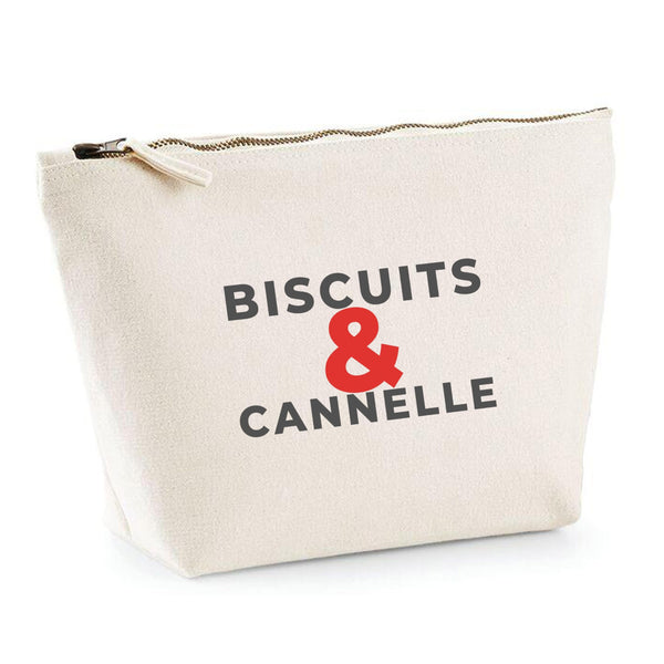 Trousse Biscuits Cannelle - Pouch Case - Idée Trousse Rangement Cadeau Anniversaire Fête Original Famille Travail Départ Collègue Retraite Noël. - Gris&Rouge - 1