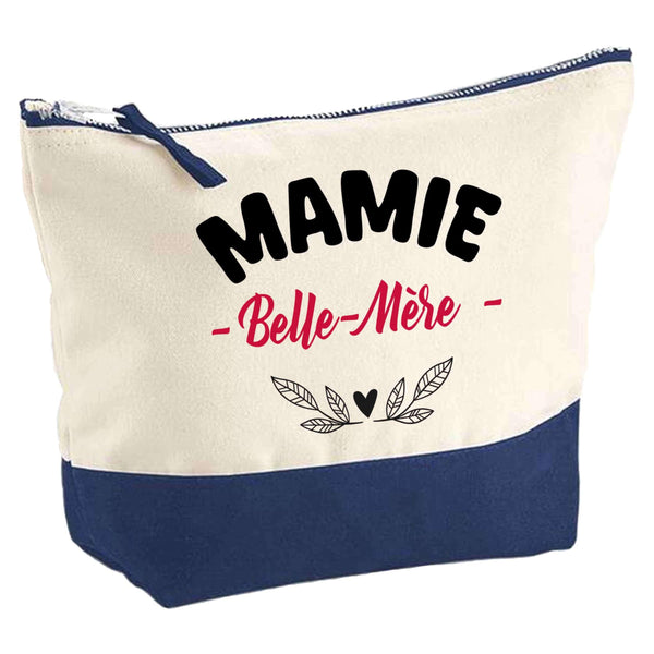 Pochette d'une Mamie Belle-Mère - Pouch - Idée Trousse Bleue Grand Format Personnalisable Cadeau Anniversaire Fête Original Famille Travail Départ Collègue Retraite Noël.