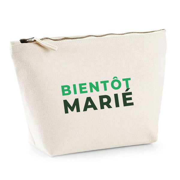 Trousse Bientot Marie - Pouch Case - Idée Trousse Rangement Cadeau Anniversaire Fête Original Famille Travail Départ Collègue Retraite Noël. - Vert&Vert - 1