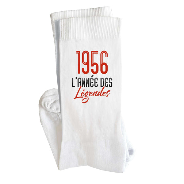 Chaussettes 1956 l'année des légendes | Socks | Taille 36-40 | Idée Chaussettes Personnalisées Cadeau Fête Original Famille Travail Départ Collègue Retraite Noël.
