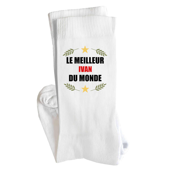 Chaussettes Meilleur Ivan du Monde Socks - Taille 41-45 - Idée Chaussettes Personnalisées Cadeau Fête Original Famille Travail Départ Collègue Retraite Noël.