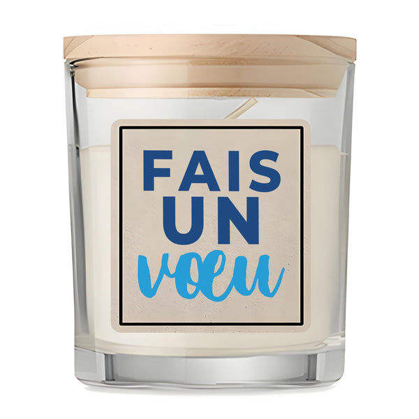 Bougie Fais un Vœu - Candle - Idée Bougie Décorative Cadeau Anniversaire Fête Original Famille Travail Départ Collègue Retraite Noël. - Bleu