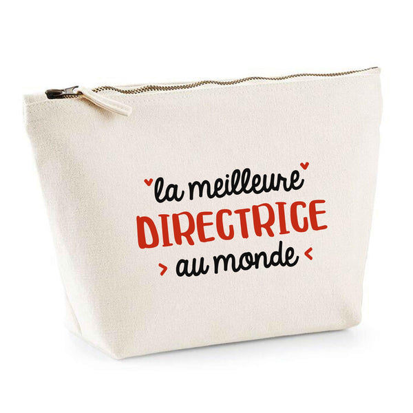 Trousse La Meilleure Directrice | Pouch | Idée Trousse Toilette Maquillage Cadeau Anniversaire Fête Original Famille Travail Départ Collègue Retraite