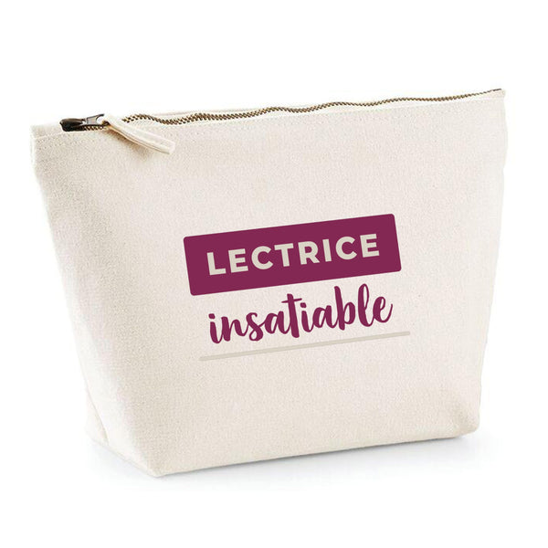 Trousse Lectrice Insatiable - Pouch Case - Idée Trousse Rangement Cadeau Anniversaire Fête Original Famille Travail Départ Collègue Retraite Noël. - Violet&Gris - 4