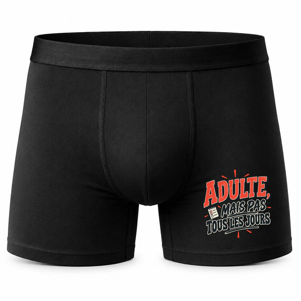 Boxer Homme Adulte, mais Pas Tous Les Jours | Caleçon Coton Noir Motif Devant Coutures Plates Taille XL | Idée Cadeau Fête des Pères Noël