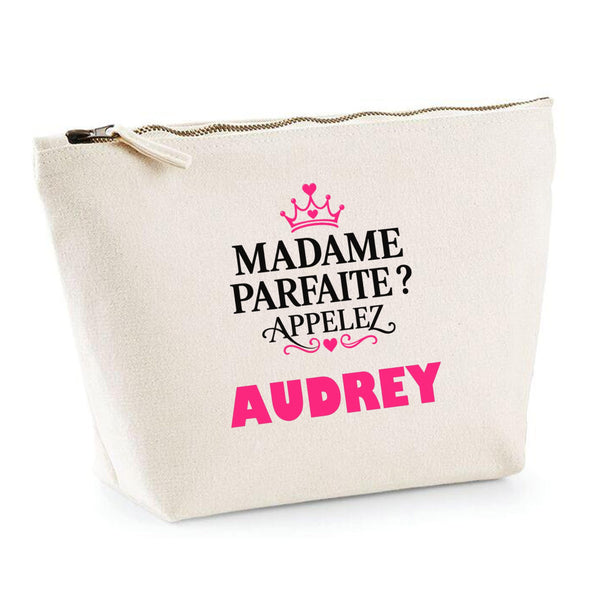 Trousse Madame Parfaite Audrey - Pouch Case - Idée Trousse Rangement Cadeau Anniversaire Fête Original Famille Travail Départ Collègue Retraite Noël.