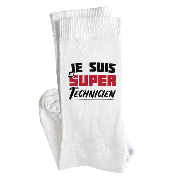 Chaussettes Je suis un super technicien | Socks | Taille 36-40 | Idée Chaussettes Personnalisées Cadeau Fête Original Famille Travail Départ Collègue Retraite Noël.