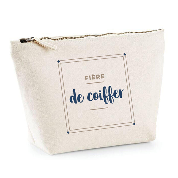 Trousse Fiere de Coiffer - Pouch Case - Idée Trousse Rangement Cadeau Anniversaire Fête Original Famille Travail Départ Collègue Retraite Noël. - Marron&Bleu - 3