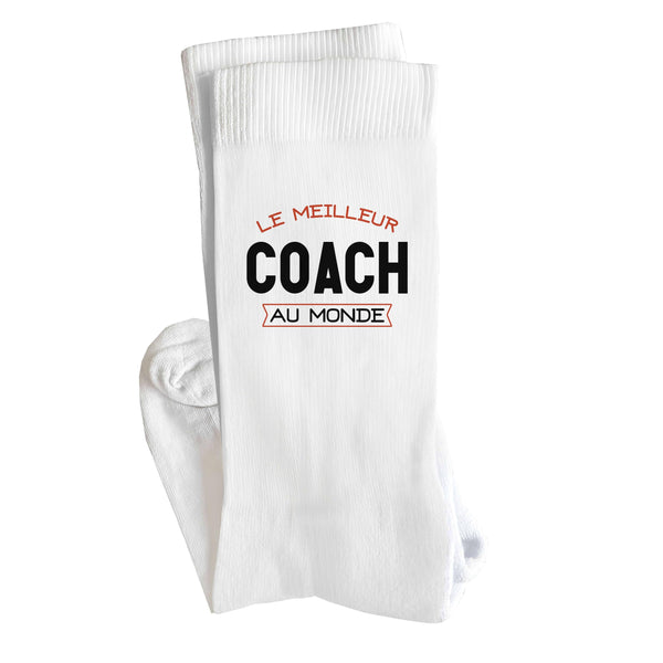 Chaussettes Le meilleur Coach | Socks | Idée Chaussettes Personnalisées Cadeau Fête Original Famille Travail Départ Collègue Retraite Noël.
