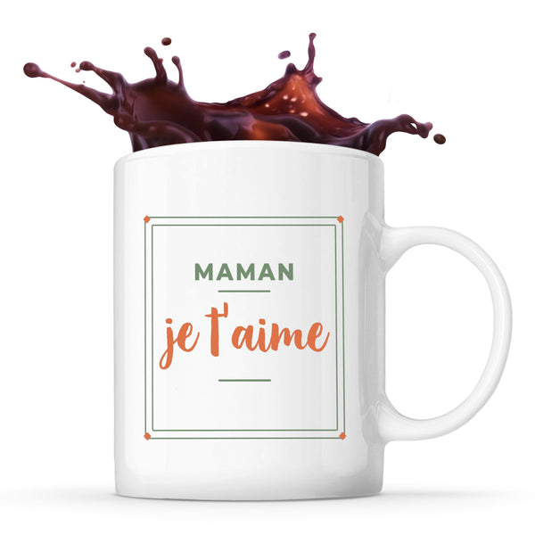 Tasse Maman Je Taime - Mug - Idée Tasse Personnalisable Cadeau Anniversaire Fête Original Famille Travail Départ Collègue Retraite Noël. - Vert&Terracotta - 3