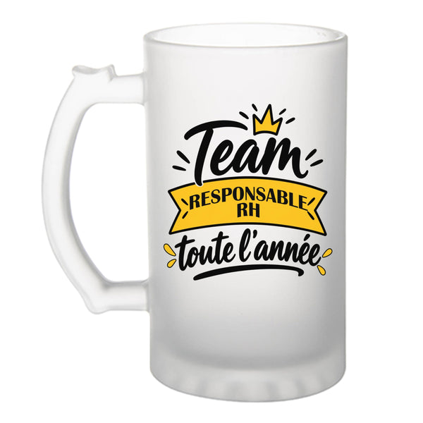 Verre à Bière Team Responsable RH Toute l'Année - Beer Glass - Idée Chope de Bière Cadeau Anniversaire Fête Original Famille Travail Départ Collègue Retraite Noël.