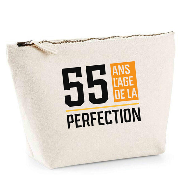 Trousse 55 Ans l'age de la Perfection | Pouch | Idée Trousse Toilette Maquillage Cadeau Anniversaire Fête Original Famille Travail Départ Collègue Retraite