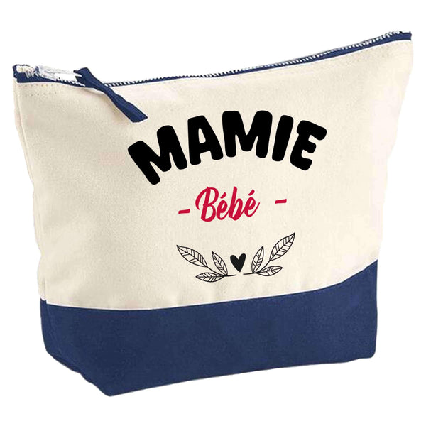 Pochette d'une Mamie Bébé - Pouch - Idée Trousse Bleue Grand Format Personnalisable Cadeau Anniversaire Fête Original Famille Travail Départ Collègue Retraite Noël.
