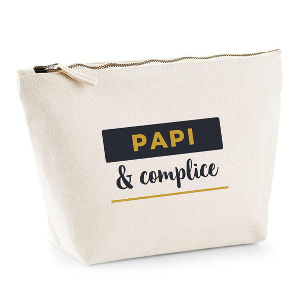 Trousse Papi Complice - Pouch Case - Idée Trousse Rangement Cadeau Anniversaire Fête Original Famille Travail Départ Collègue Retraite Noël. - Bleu&Jaune - 4