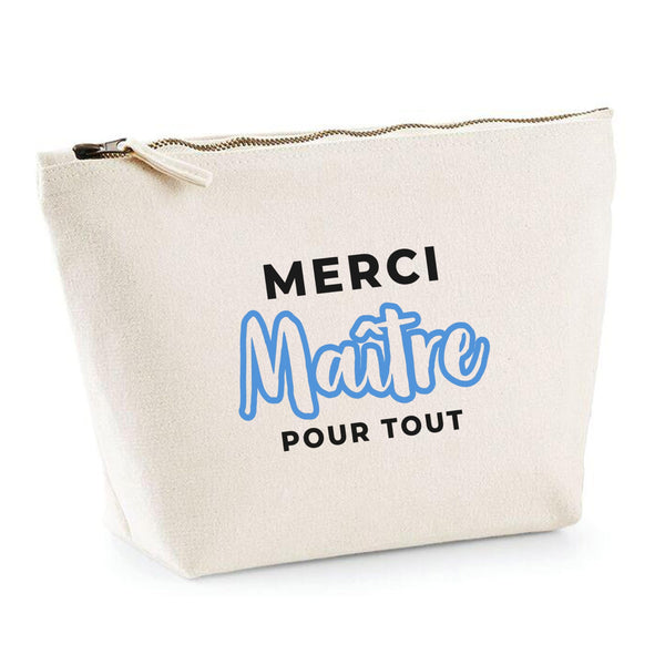 Trousse Merci Maitre pour Tout - Pouch Case - Idée Trousse Rangement Cadeau Anniversaire Fête Original Famille Travail Départ Collègue Retraite Noël. - Noir&Bleu - 2