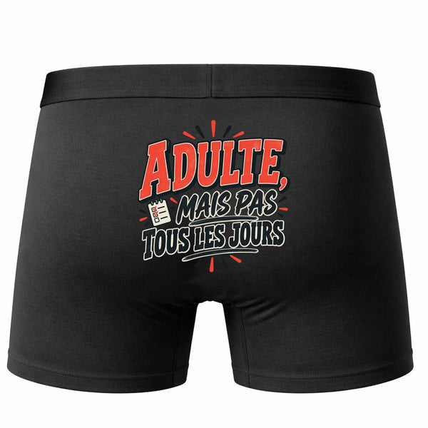 Boxer Homme Adulte, mais Pas Tous Les Jours | Caleçon Coton Noir Motif au Dos Coutures Plates Taille M | Idée Cadeau Fête des Pères Noël