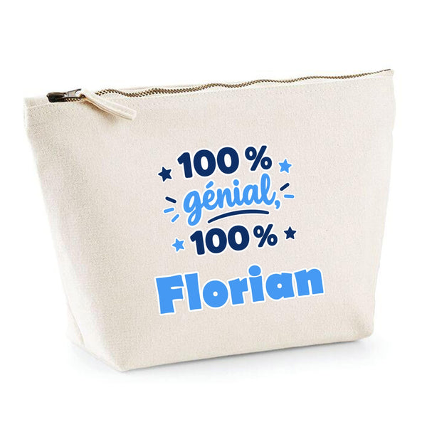 Trousse 100% Génial 100% Florian - Pouch Case - Idée Trousse Rangement Cadeau Anniversaire Fête Original Famille Travail Départ Collègue Retraite Noël.